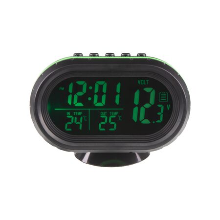 Digitální vnitřní/venkovní teploměr, hodiny a voltmetr