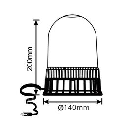 PROFI LED maják oranžový 12-24V 24LED 38W magnet, ECE R65 200x140 mm