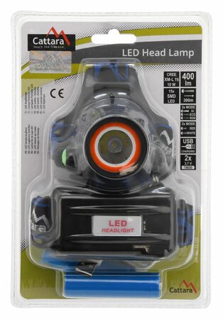 Čelovka Profi LED 400lm (1x XM-L+15x SMD) - voděodolná