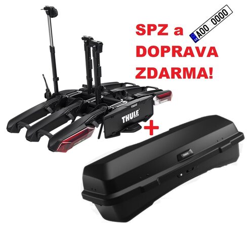 Nosič kol Thule Epos 3 + Thule box Santu SPZ a DOPRAVA ZDARMA