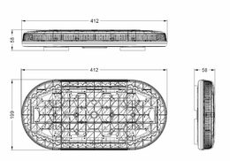 Mini LED rampa, oranžová, 60xLED, 12-24V, 412mm, ECE R65, magnet