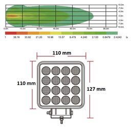 LED světlo hranaté, bílé/oranžové, 16x3W/16x1W, 117x117mm, ECE R10