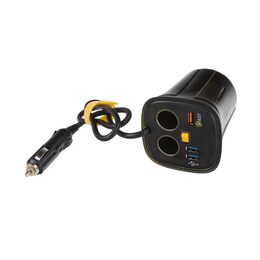 Dvojitá CL zásuvka s 3x USB+voltmetrem do držáku nápojů