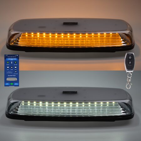 AKU LED rampa oranžová+bílá, APP, magnet, 12-24V, 304mm, ECE R65 R10