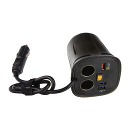 Dvojitá CL zásuvka s 3x USB+voltmetrem do držáku nápojů