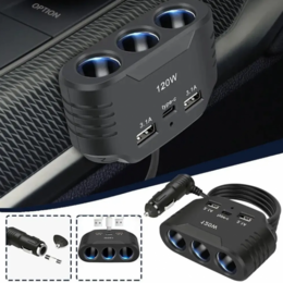 Roztrojka s kabelem + USB-C - 3,1A 120W