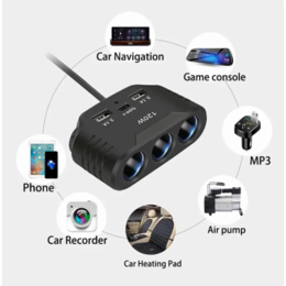 Roztrojka s kabelem + USB-C - 3,1A 120W