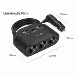 Roztrojka s kabelem + USB-C - 3,1A 120W