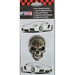 Samolepící dekory metal lebka praskliny tm. stříbrný