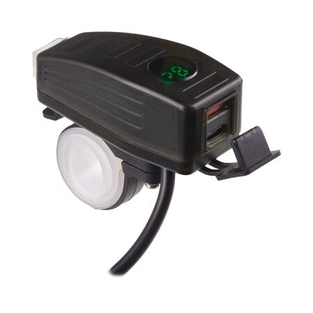 USB/USB-C nabíječka s voltmetrem na motocykl