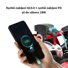 USB/USB-C nabíječka s voltmetrem na motocykl