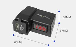 2x USB nabíječka s voltmetrem na motocykl, zelený displej