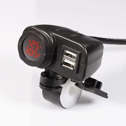2x USB nabíječka s voltmetrem/teploměrem na motocykl