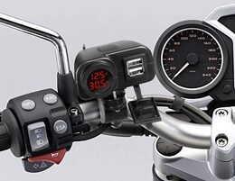 2x USB nabíječka s voltmetrem/teploměrem na motocykl