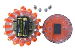 LED výstražné světlo 16LED na 2x baterii AA, oranžové