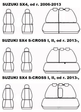 Autopotahy SUZUKI SX4, r. 2006-2013 a S-CROSS, r. 2013-, AUTHENTIC VELVET, černomodré