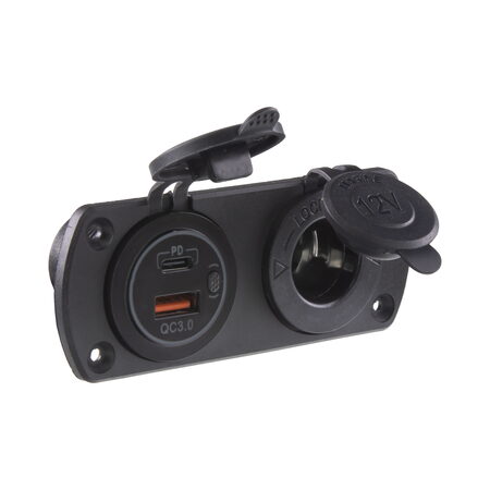 Dvojitá zásuvka do panelu 1x CL + 2x nabíječka USB voděodolná