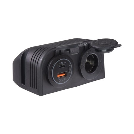 Dvojitá zásuvka s panelem 1x CL + 2x nabíječka USB voděodolná