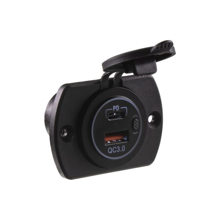 2x USB zásuvka v panelu USB QC3.0 + USB-C