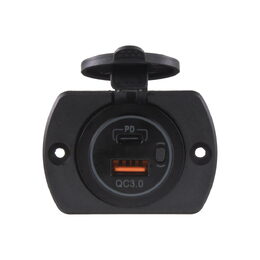 2x USB zásuvka v panelu USB QC3.0 + USB-C