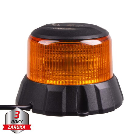 Robustní oranžový LED maják, černý hliník, 48W, ECE R65