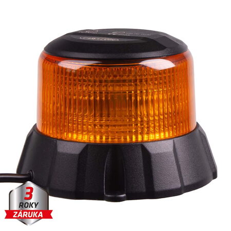 Robustní oranžový LED maják, černý hliník, 48W, ECE R65