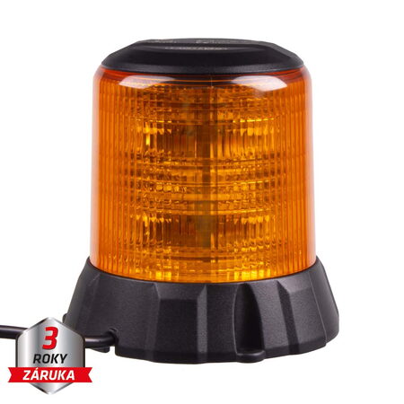 Robustní oranžový LED maják, černý hliník, 96W, ECE R65