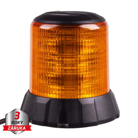 Robustní oranžový LED maják, černý hliník, 96W, ECE R65