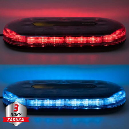 Mini LED rampa, modro-červená, 48xLED, 12-24V, ECE R65, magnet