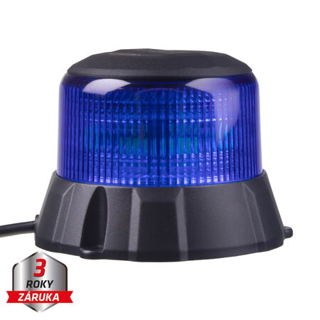 Robustní modrý LED maják, černý hliník, 48W, ECE R65
