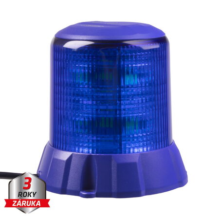 Robustní modrý LED maják, modrý hliník, 96W, ECE R65