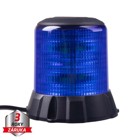 Robustní modrý LED maják, černý hliník, 96W, ECE R65