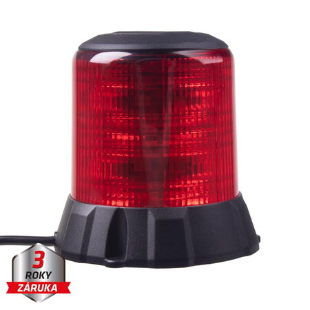 Robustní červený LED maják, černý hliník, 96W, ECE R65