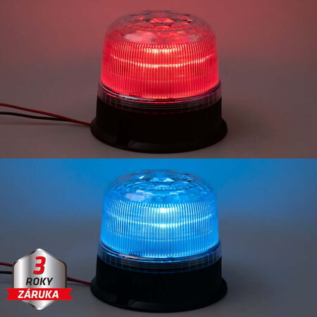 LED maják, 12-24V, modro-červený, pevná montáž, ECE R65