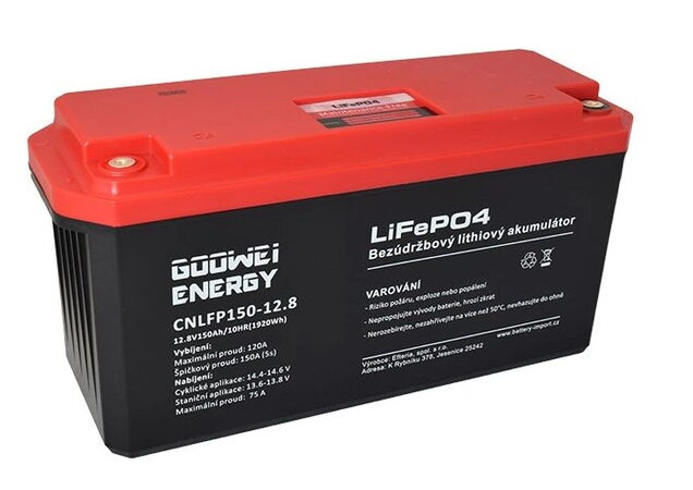 Trakční baterie GOOWEI ENERGY (LiFePO4) CNLFP150-12.8, 150Ah, 12.8V
