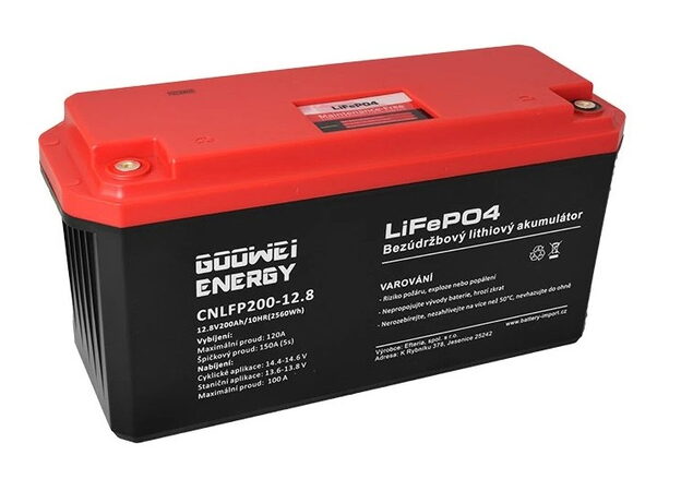 Trakční baterie GOOWEI ENERGY (LiFePO4) CNLFP200-12.8, 200Ah, 12.8V