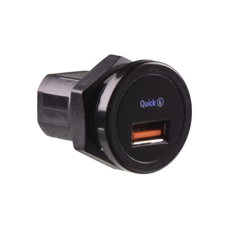 USB nabíječka QC3.0 do panelu, kulatá, 12/24V