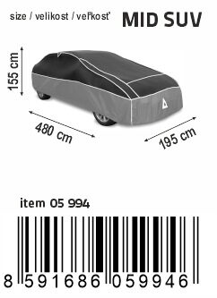 Ochranná plachta proti kroupám PREMIUM MID SUV 480x195x155cm