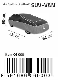 Ochranná plachta proti kroupám PREMIUM SUV-VAN 530×205×160cm