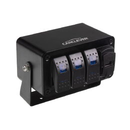 Panel s 3x spínači Rocker, voltmetr + USB/USB-C zásuvka, 12/24V