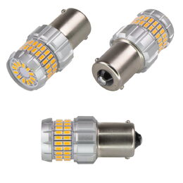 LED BA15s oranžová, 12V, 60LED/3014SMD, 360°