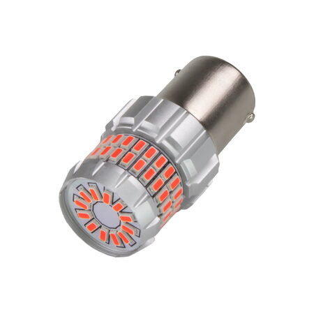 LED BA15s červená, 12V, 60LED/3014SMD, 360°