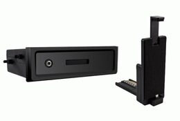 univerzální plastová přihrádka do otvoru DIN s držákem pro telefon s micro USB