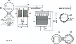 USB nabíječka QC3.0 + USB-C, digitální voltmetr do panelu