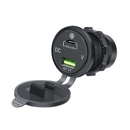USB nabíječka QC3.0 + USB-C, digitální voltmetr do panelu