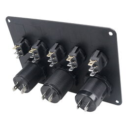 Panel s 5x spínači, CL, voltmetr + 2x USB zásuvka, 12/24V