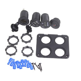 Panel s 1x spínačem, CL, voltmetr + 2x USB zásuvka, 12/24V