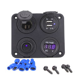 Panel s 1x spínačem, CL, voltmetr + 2x USB zásuvka, 12/24V