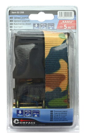 Popruh s ráčnou a háky 1ks 250daN 25mm x 5m KAMU