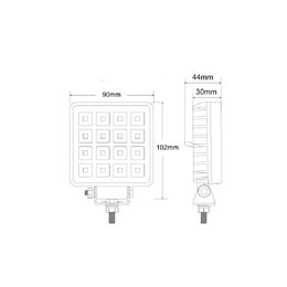 LED světlo (s vypínačem) na pracovní stroje 10-30V, 16x1W, ECE R10